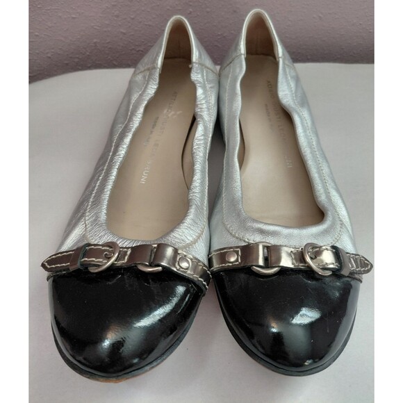 AGL Monika Cap Toe Ballet Leather Flats Sz 38.5 US 8.5 Slip On Shoes - Picture 2 of 11